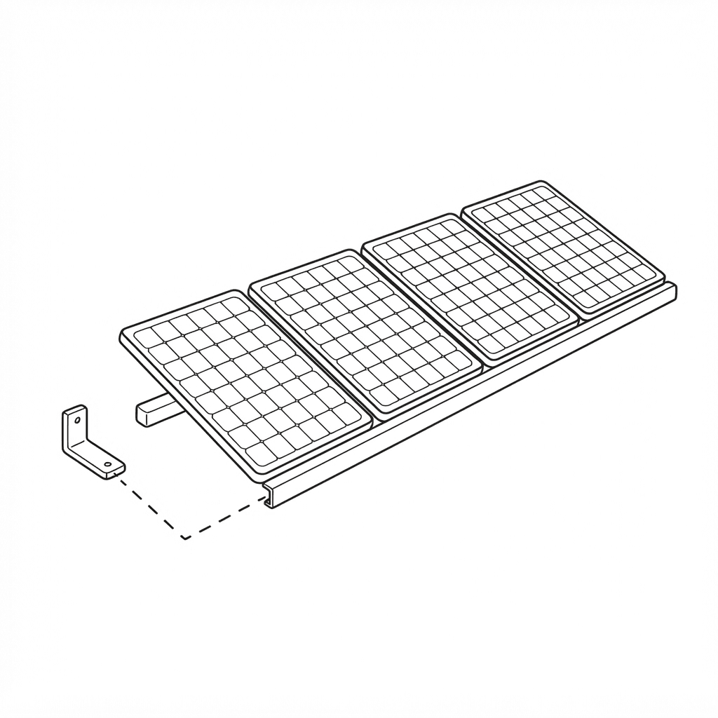 Solar panels under a house roof with sun
